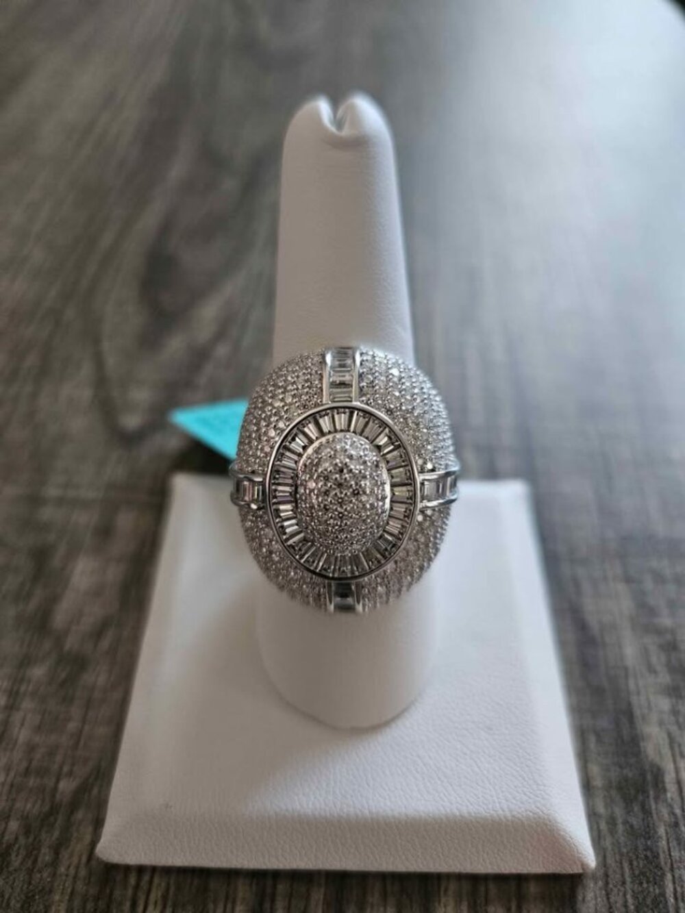 .925 Sterling Silver 9.7 CTW VVS Moissanite SOLID Men’s Iced Out Ring (Size 9)